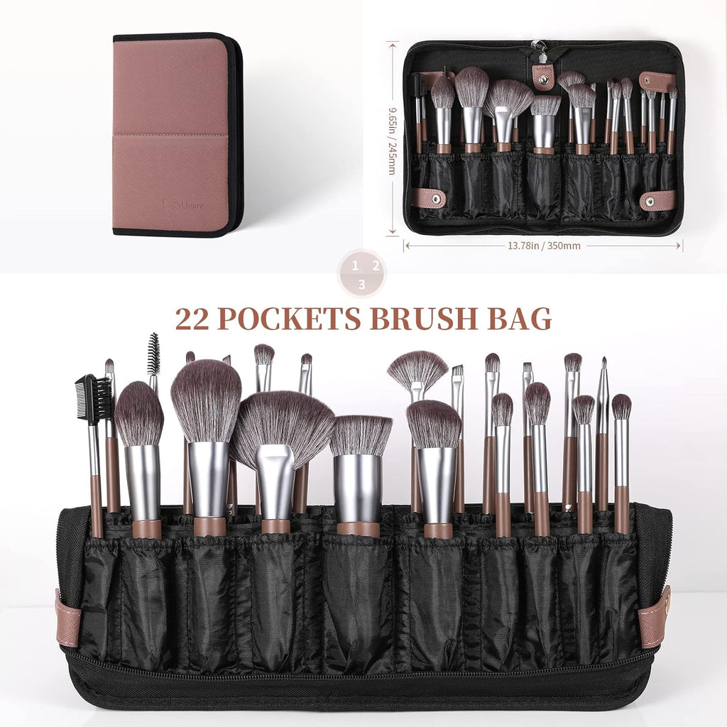 Makeup Brushes Professional with Bag 22Pcs Makeup Brush Set Premium Synthetic Kabuki Foundation Blending Brush Face Powder Blush Concealers Eye Shadows with Case