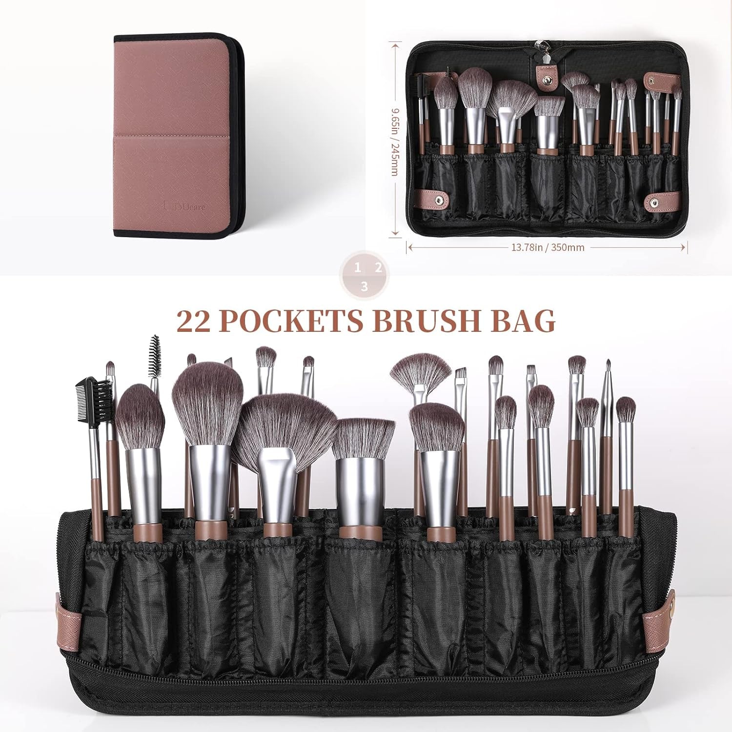 Makeup Brushes Professional with Bag 22Pcs Makeup Brush Set Premium Synthetic Kabuki Foundation Blending Brush Face Powder Blush Concealers Eye Shadows with Case