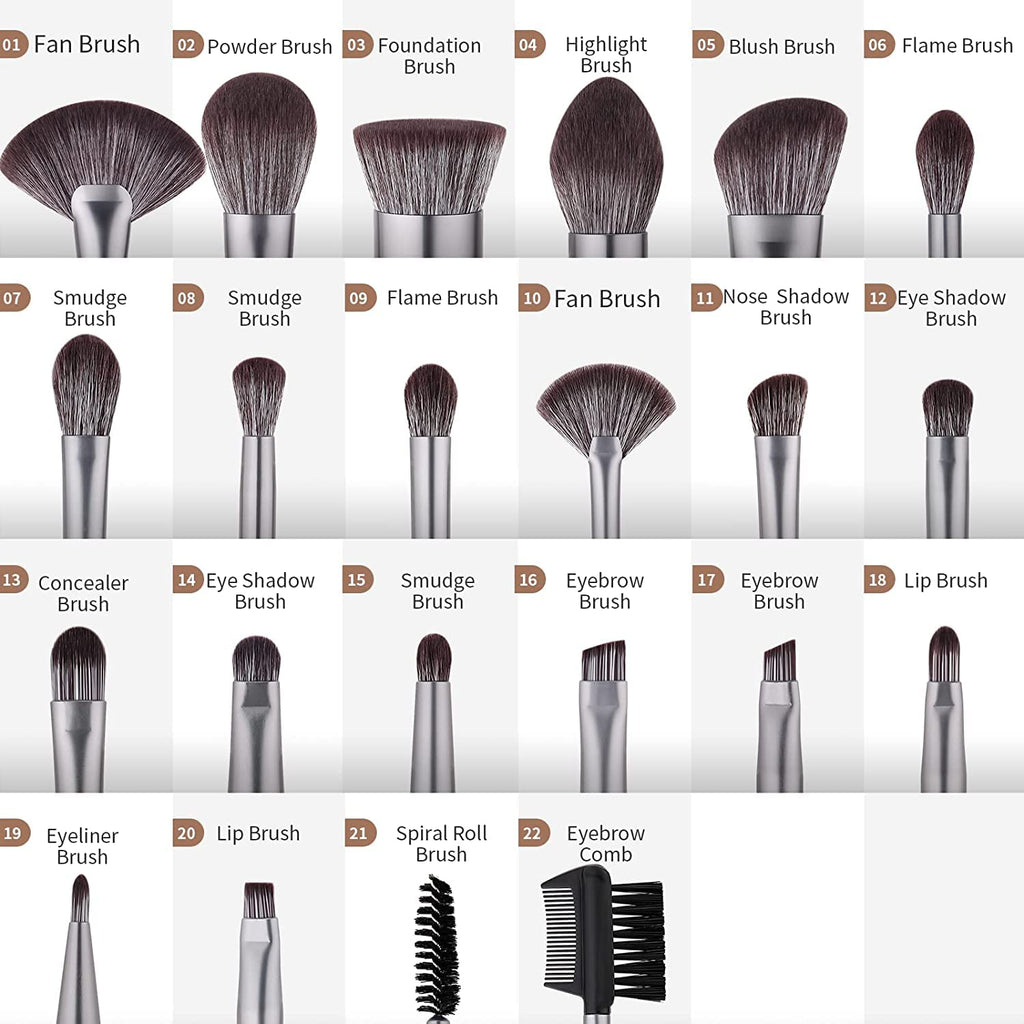 Makeup Brushes Professional with Bag 22Pcs Makeup Brush Set Premium Synthetic Kabuki Foundation Blending Brush Face Powder Blush Concealers Eye Shadows with Case